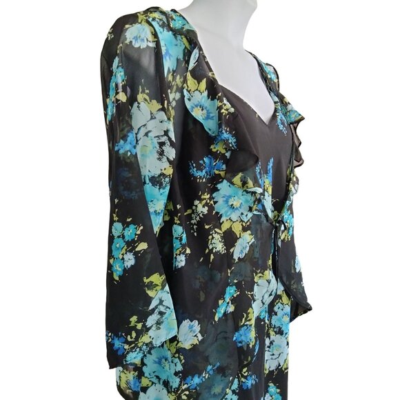 Mlle Gabrielle Womens Sheer Floral Dress & Jacket 2-Piece Set Size 22W - Picture 7 of 14